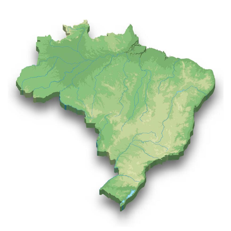 3d isometric relief map of Brazil vector