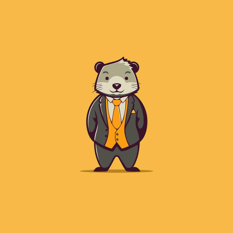 Cute hamster in a suit and tie. Vector illustration.