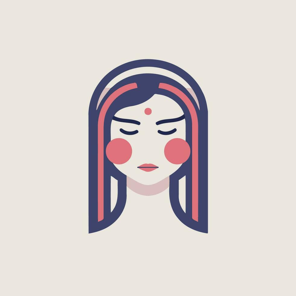 mujer cara con cerrado ojos. facial expresión concepto. vector ilustración