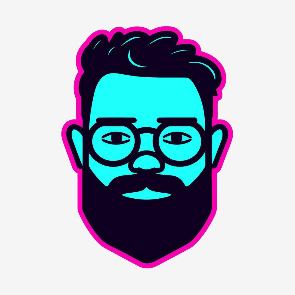 hipster hombre cara con barba y Bigote. vector ilustración.