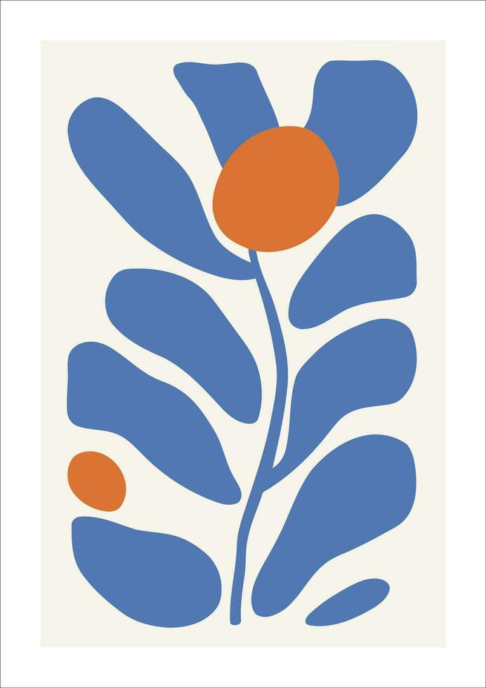 Trendy abstract aesthetic creative minimalist artistic hand drawn composition with floral elements vector