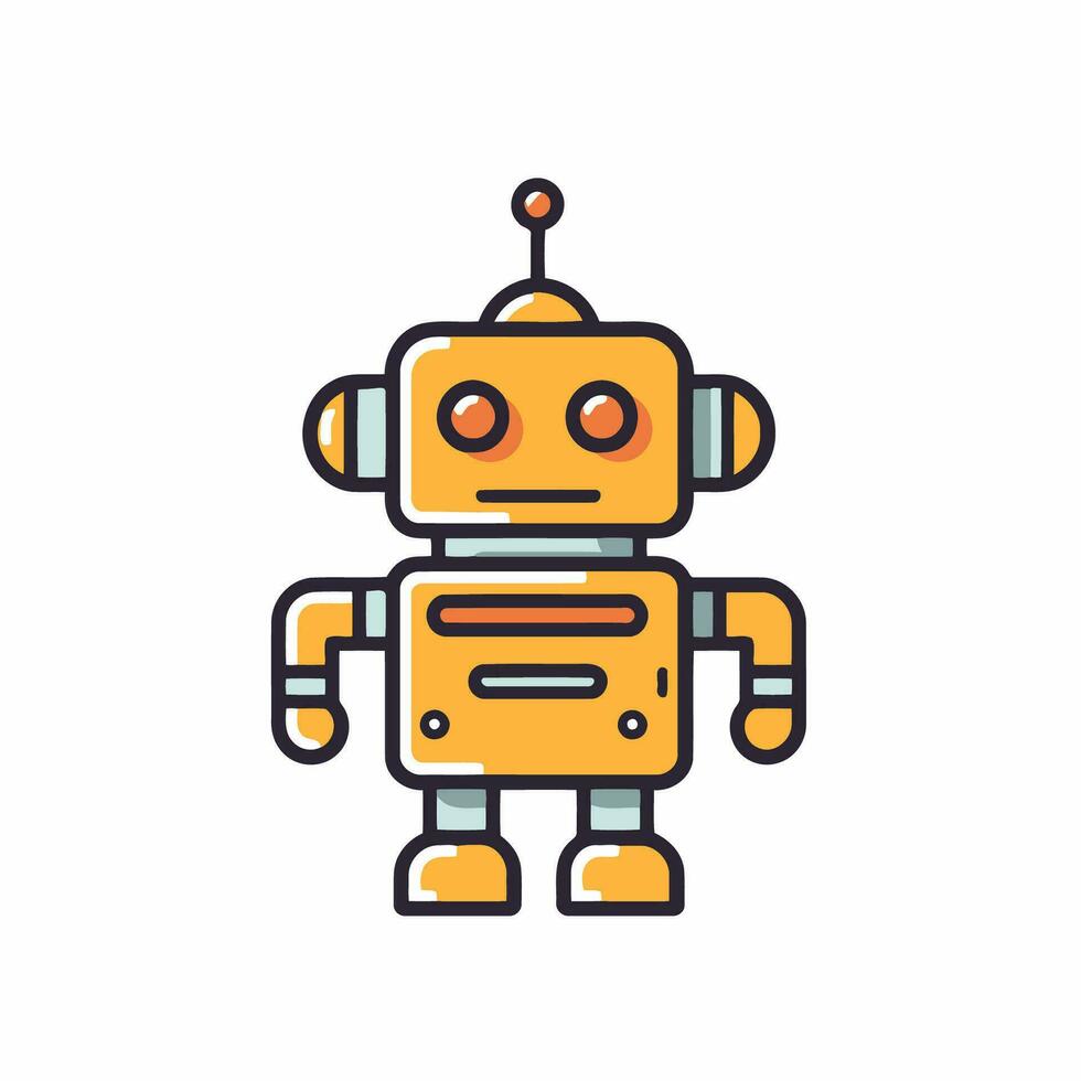 linda robot plano color vector icono en blanco antecedentes. artificial inteligencia concepto.