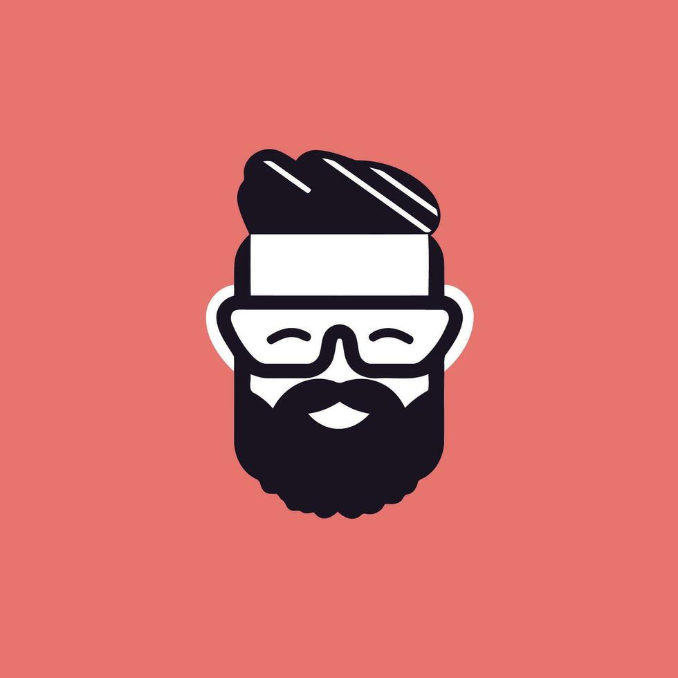 barbado hipster con lentes y sombrero. vector ilustración, plano diseño.