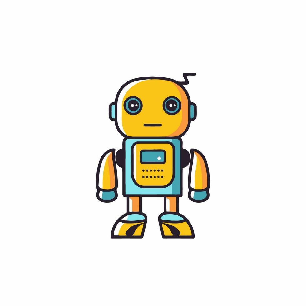 Robot icon. Cute cartoon character. Flat vector illustration.