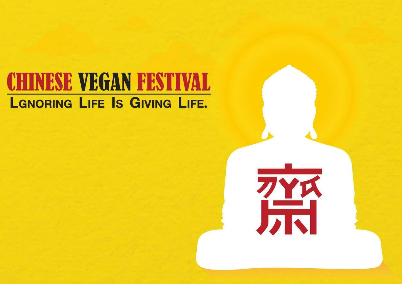 Chinese vegan festival card and poster advertising in vector design.