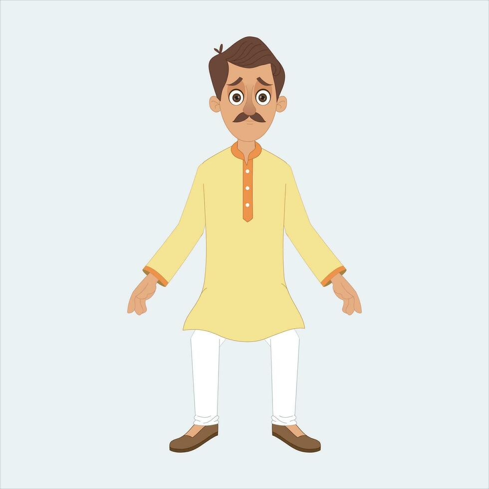 Cartoon illustration of indian male character Free Vector