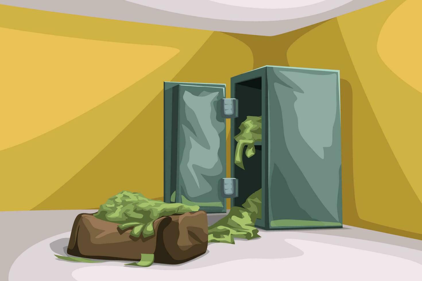 bank safe opened with cash vector