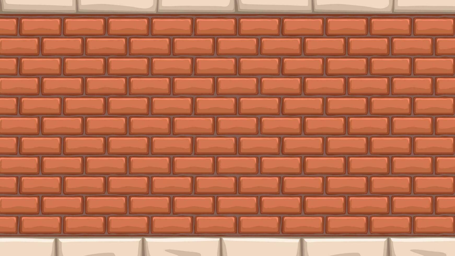 wide cartoon red brick wall vector
