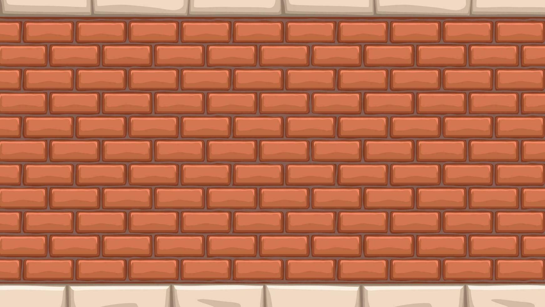 wide cartoon red brick wall vector