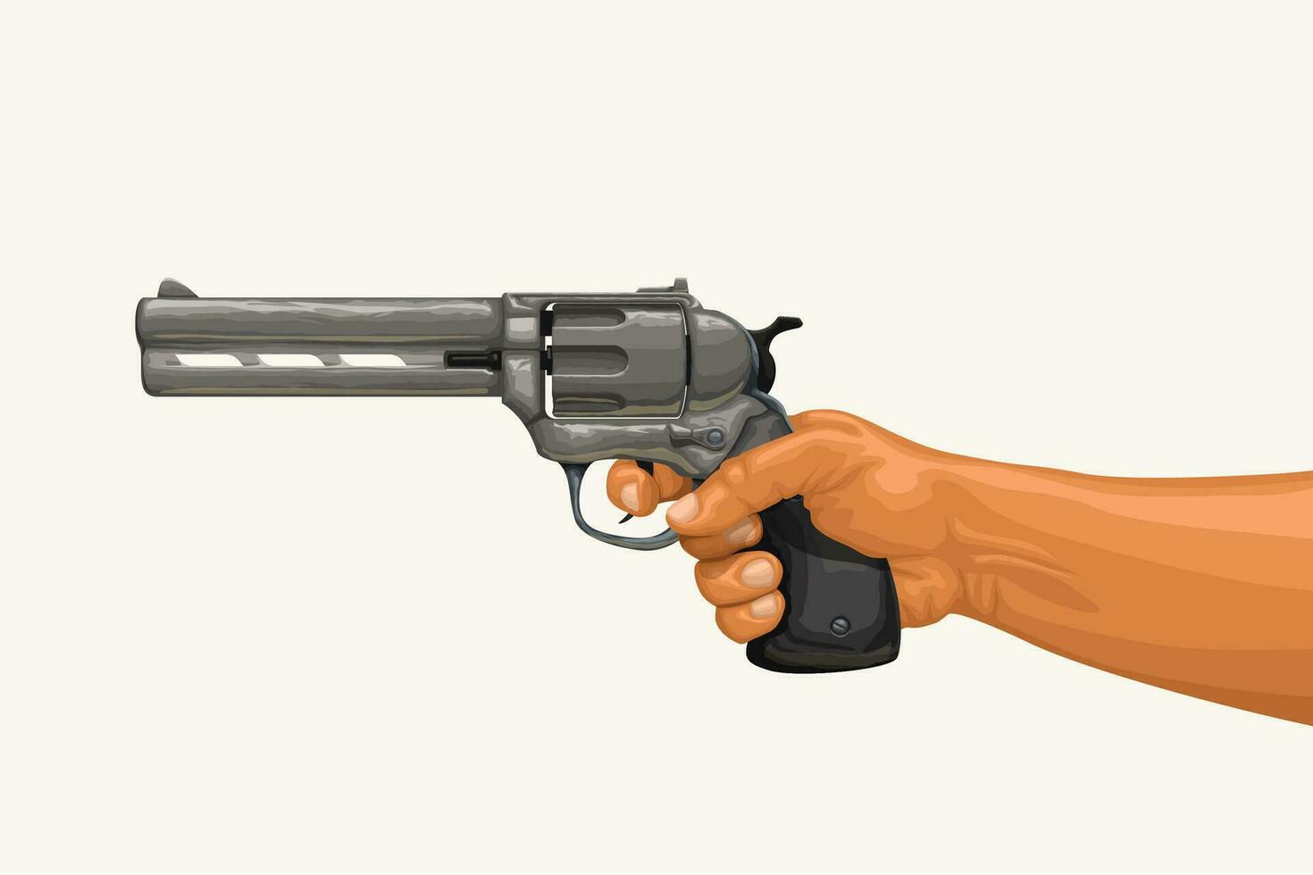 hand holding revolver on white vector