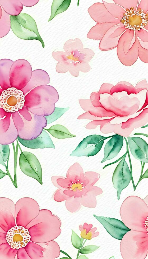 Watercolor floral pattern, A whimsical and feminine look. AI Generative photo