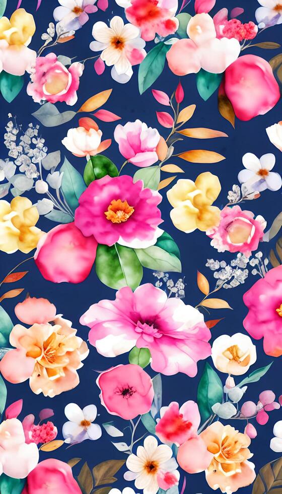 Watercolor floral pattern, A whimsical and feminine look. AI Generative photo