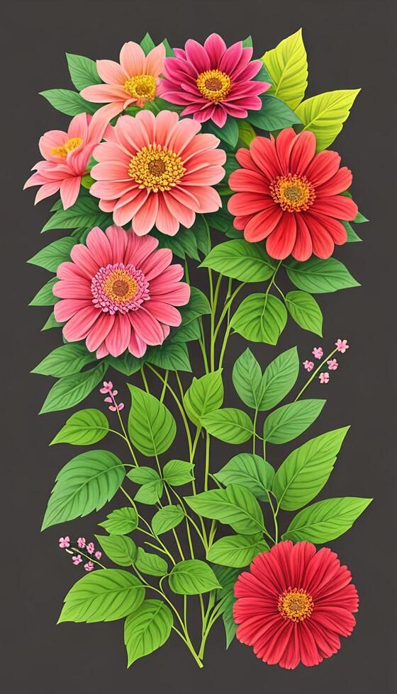 Floral patterns, Design a floral with a variety of flowers, leaves. photo