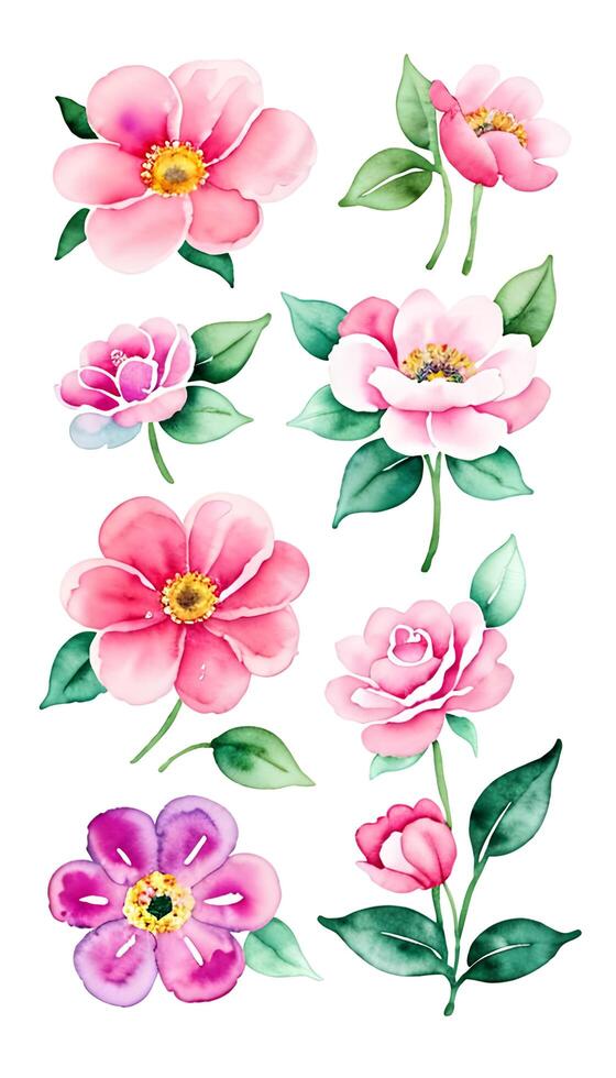 Watercolor floral pattern, A whimsical and feminine look. photo