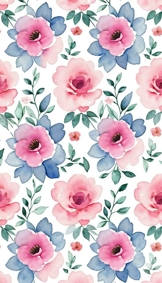 Watercolor floral pattern, A whimsical and feminine look. AI Generative photo