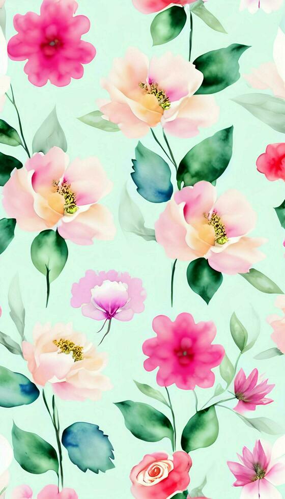 Watercolor floral pattern, A whimsical and feminine look. AI Generative photo