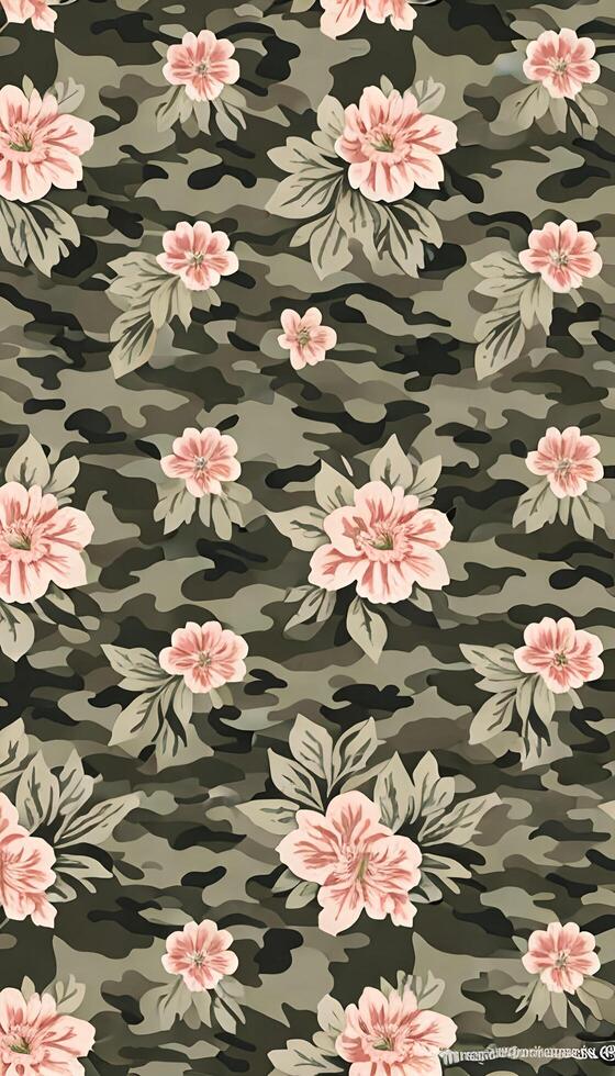 Floral camouflage pattern, A pattern that is both beautiful and functional. photo