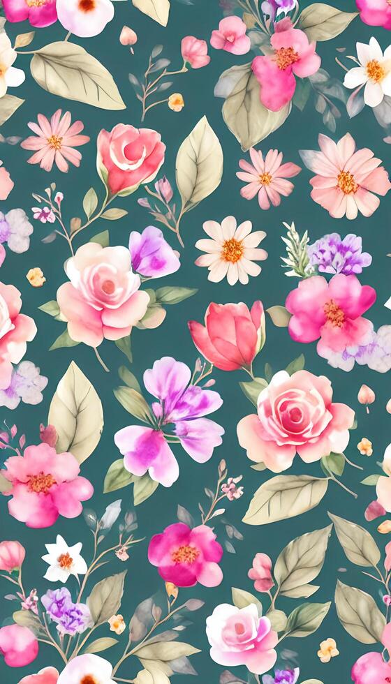 Watercolor floral pattern, A whimsical and feminine look. AI Generative photo