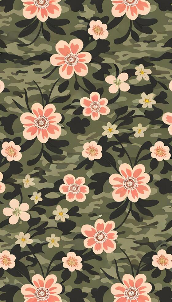 Floral camouflage pattern, A pattern that is both beautiful and functional. photo