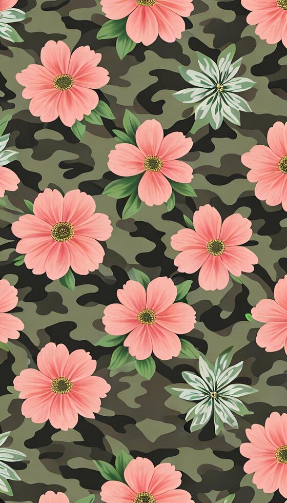 Floral camouflage pattern, A pattern that is both beautiful and functional. AI Generative photo