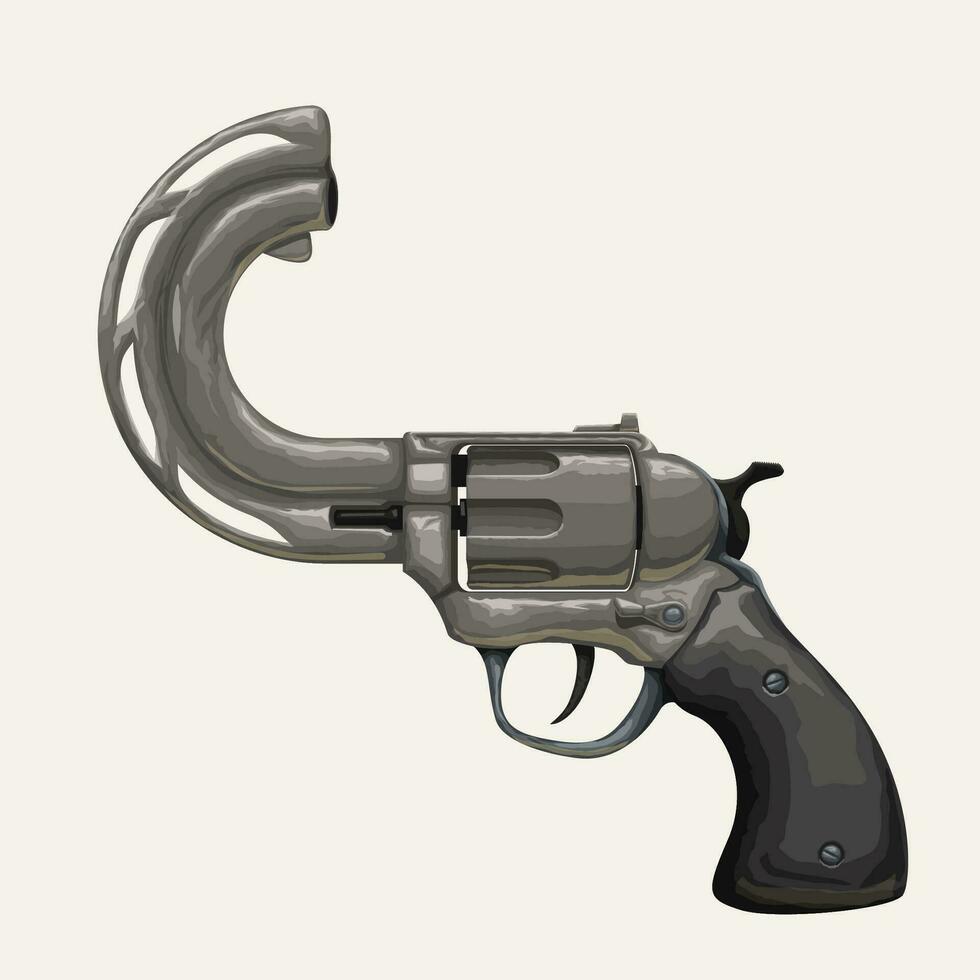 vintage revolver with curved barrel vector