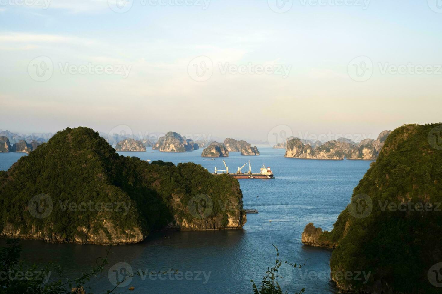 sunset ha long bay vietnam photo