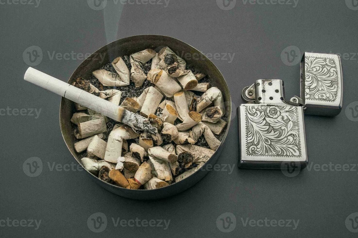 Ashtray smoking cigarette lighter photo