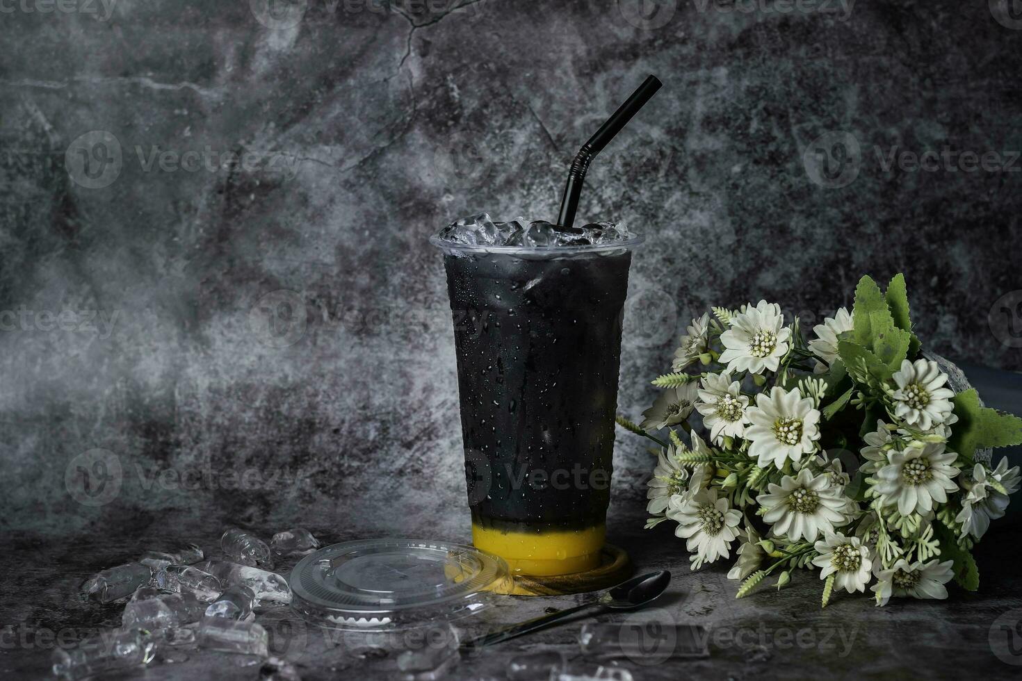 coffee tea beer fruit juice is colored plastic cup photo