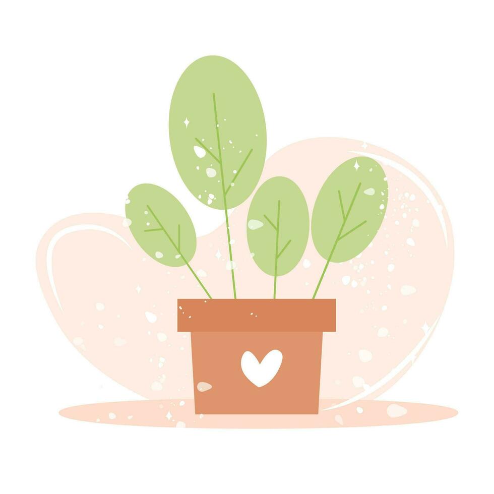 Cute home plant vector illustration in flat cartoon style. Plant pot isolated on white background