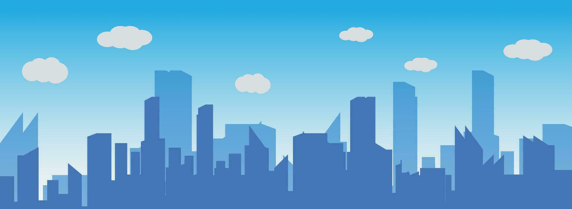 Illustration Vector Of silhouette city at morning with clouds