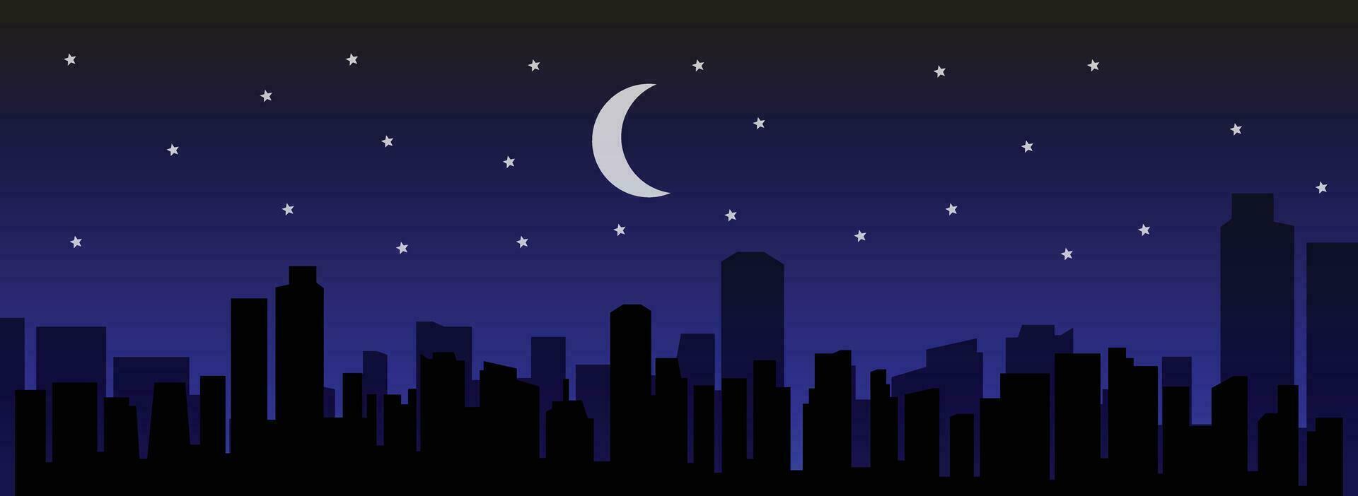 ilustración vector de ciudad silueta a noche