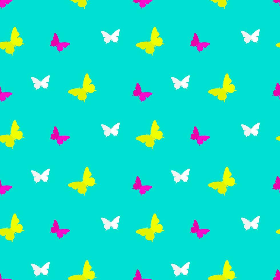 Butterfly seamless pattern. Blue background. Vector design.
