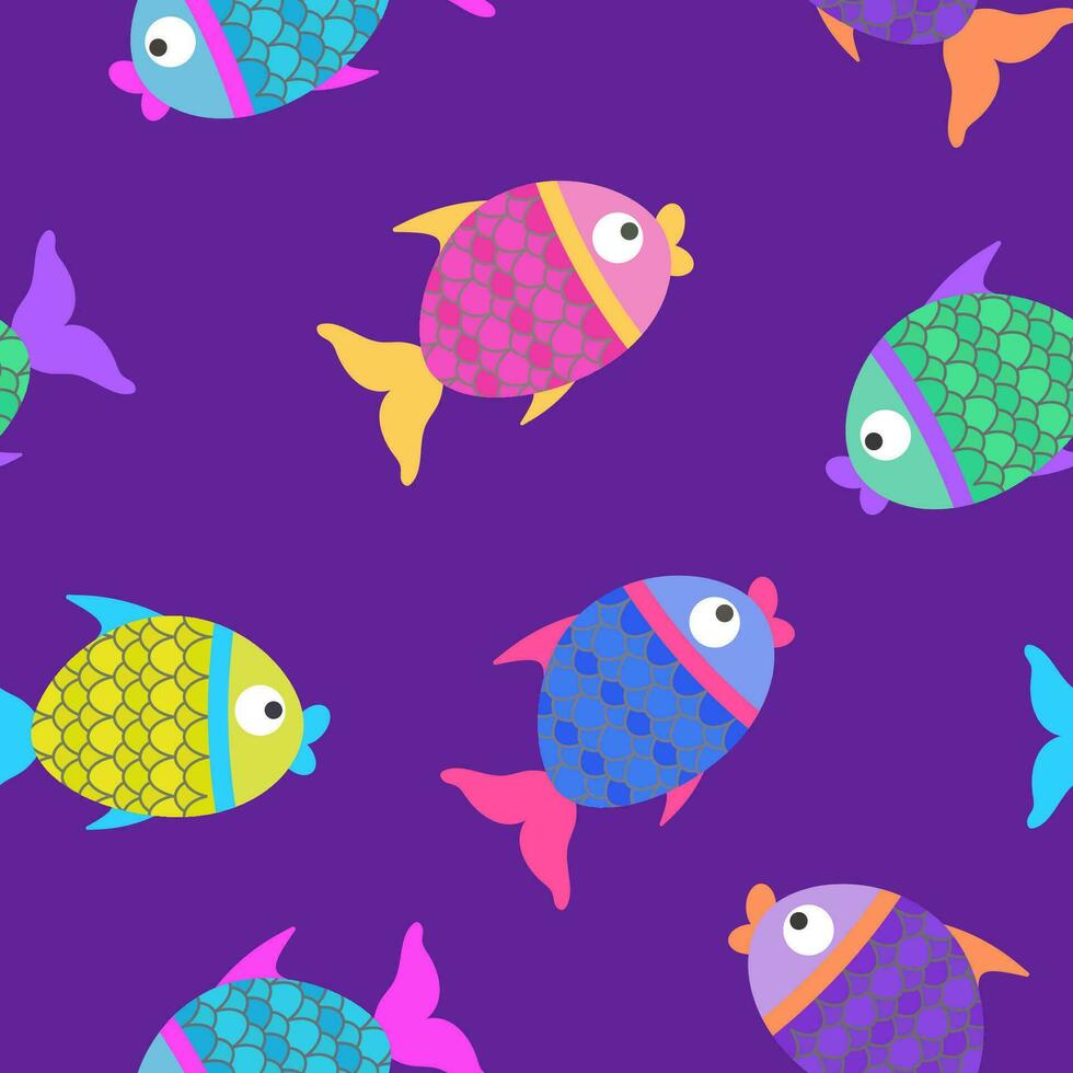 Fish seamless pattern. Colorful vector design.