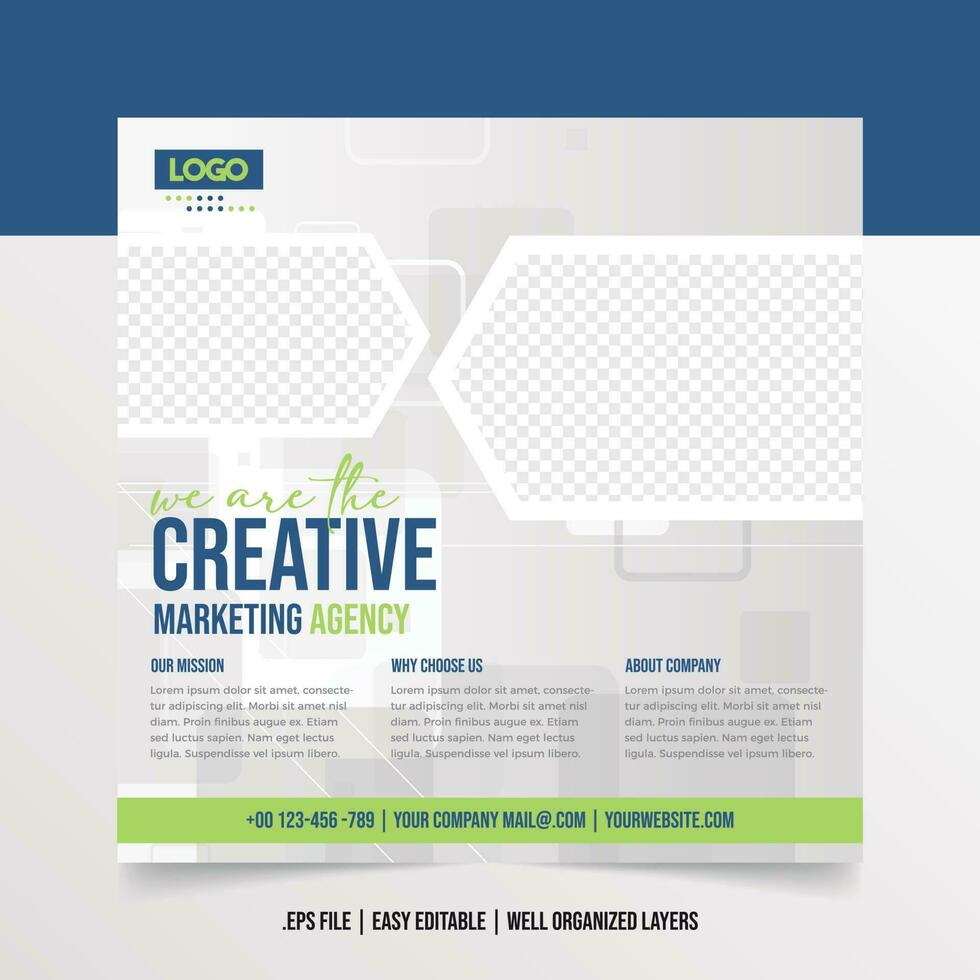 Creative Marketing agency Template social media post, design for ads, template for digital marketing agency, web banner and social media post design vector