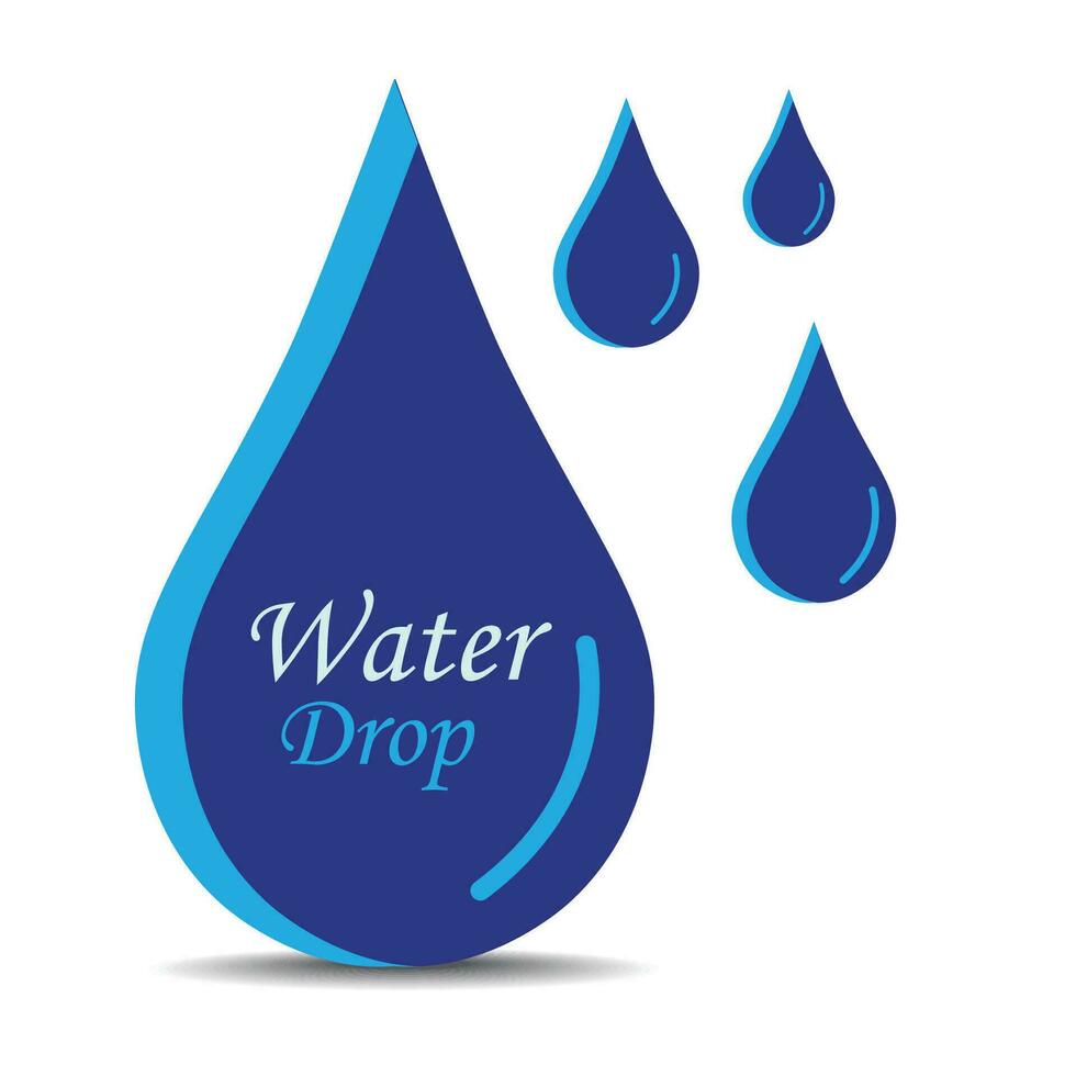 Blue water drop icon on white background. Vector illustration.