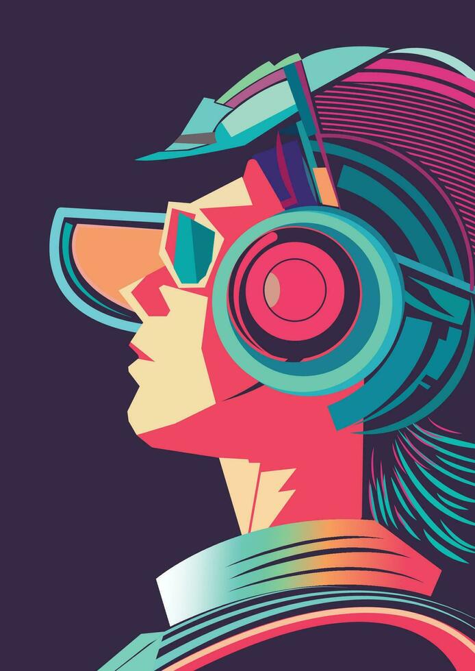 illustration portraits of female superhero vector