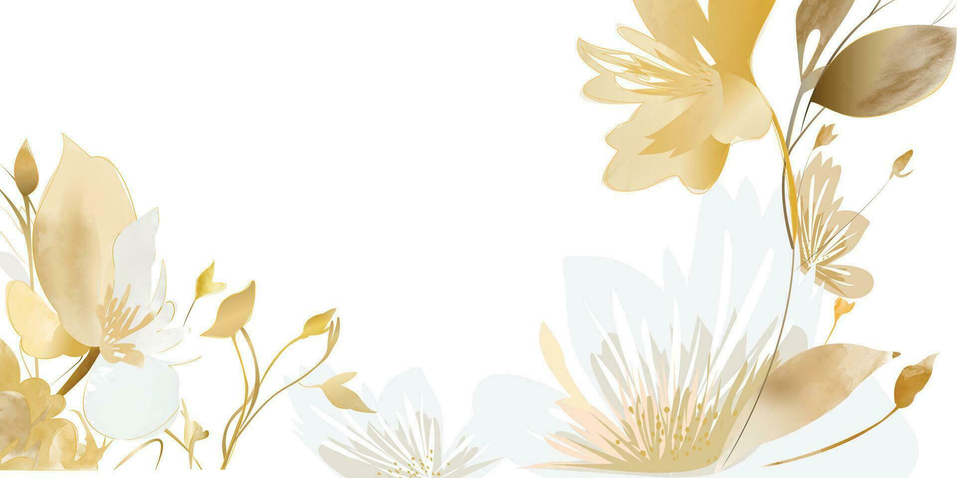 floral art border template vector watercolor banner background