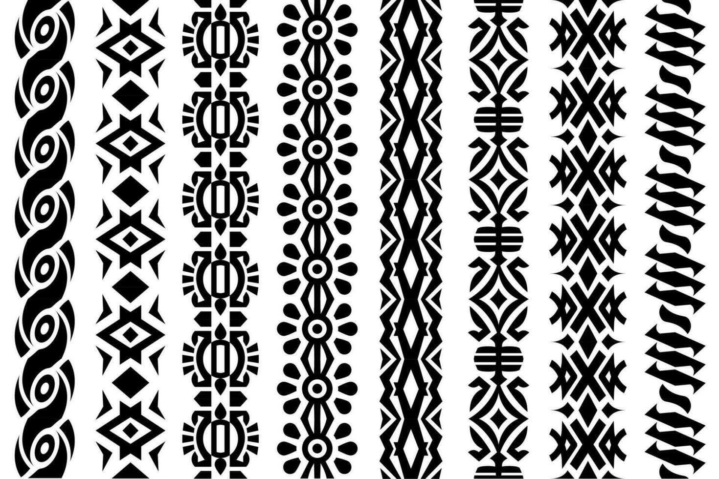 Abstract lace, trim decorative design elements. Black seamless repeating lace ribbon, tape collection for your design projects vector