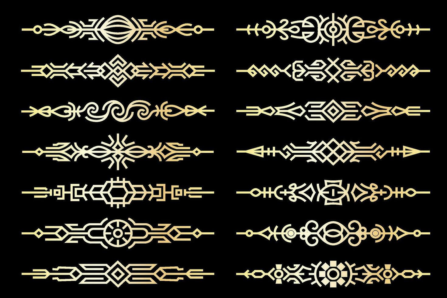 Line art luxury golden borders collection. Abstract golden elegant text dividers for your design projects vector