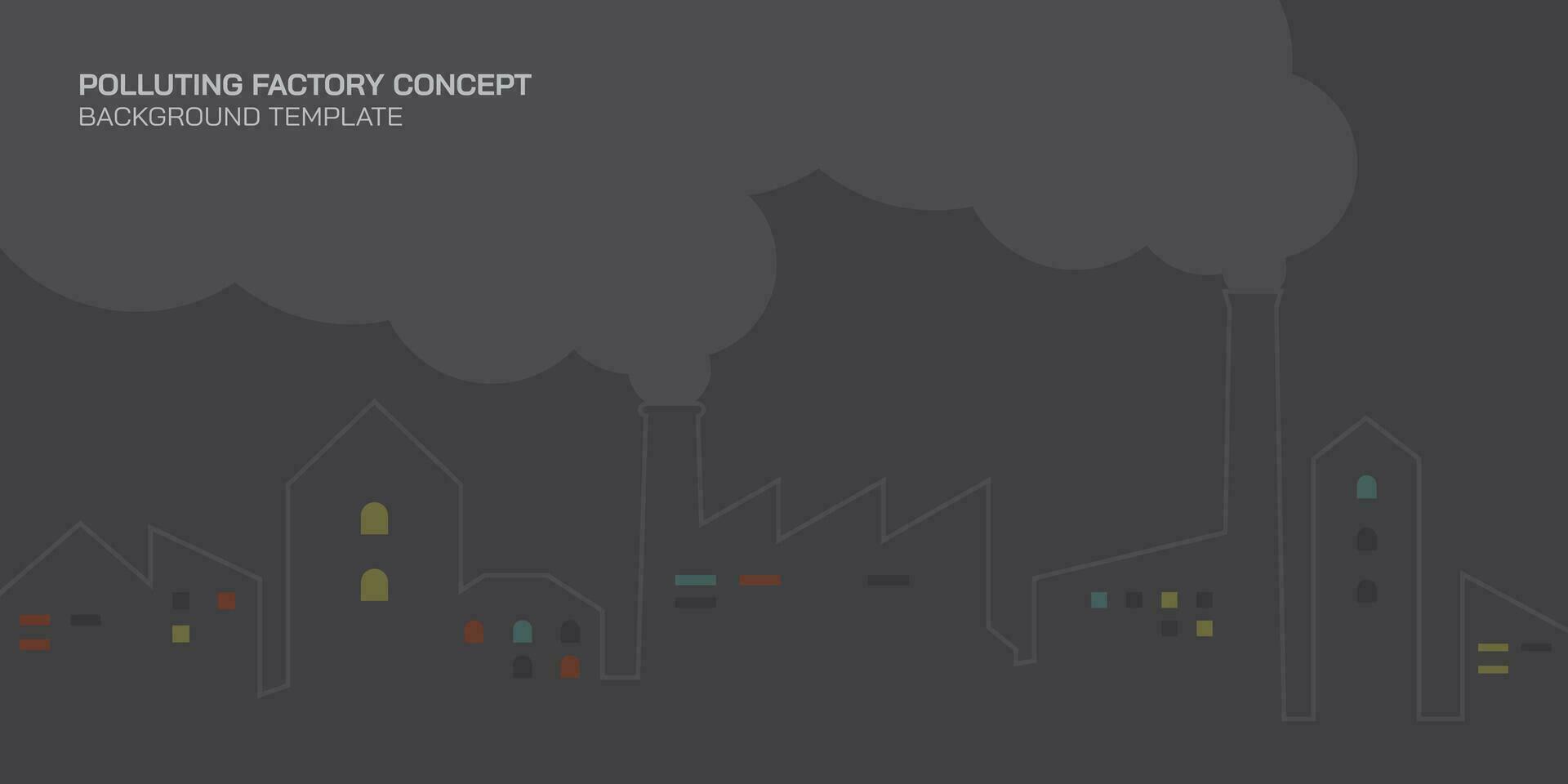 Abstract industrial factory with colorful windows vector illustration. Manufacturing building flat design. Polluting factory concept.