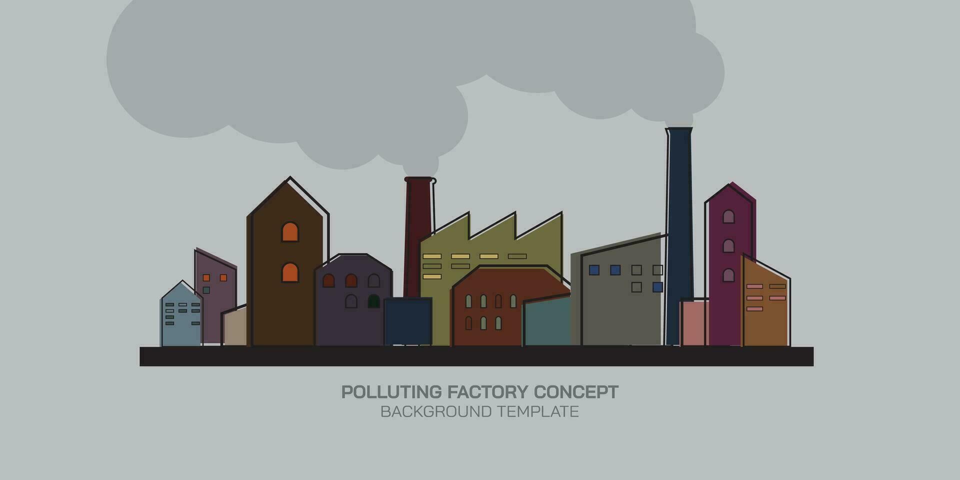 Abstract industrial factory vector illustration. Manufacturing building flat design. Polluting factory concept.