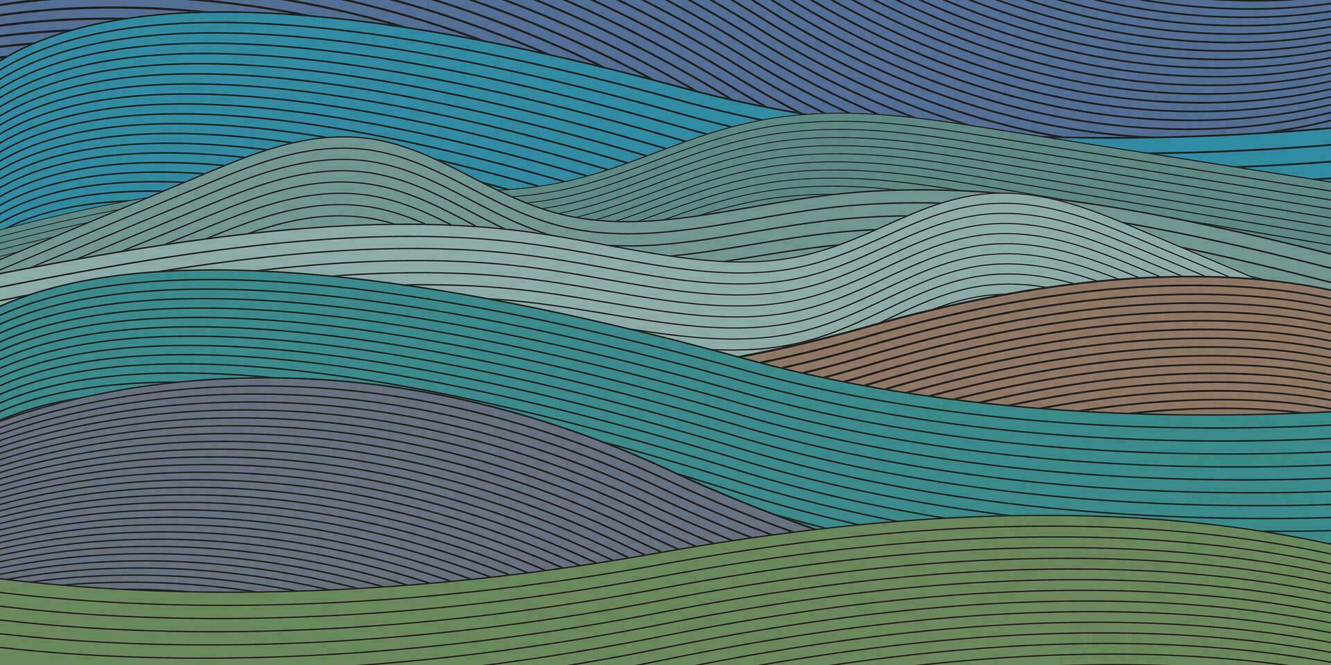 Abstract line wave pattern background. Rural landscape concept vector illustration.