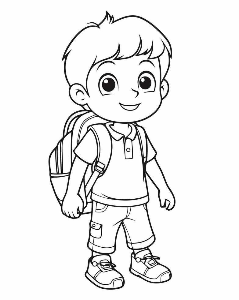 school kid coloring page vector