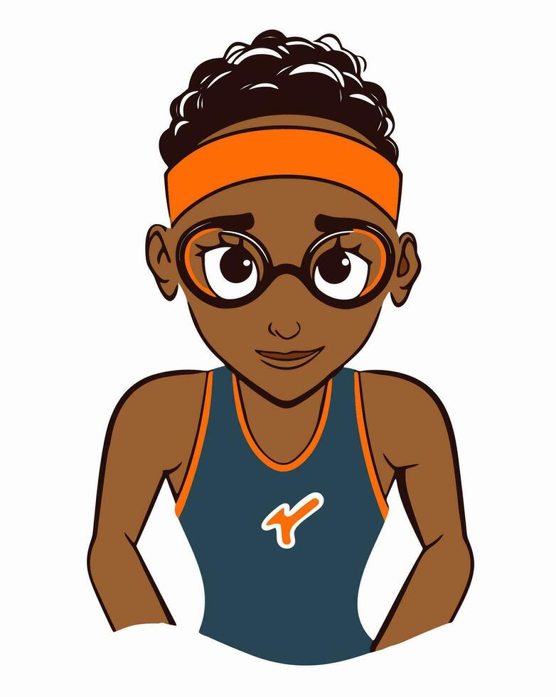 black girl swimmer vector