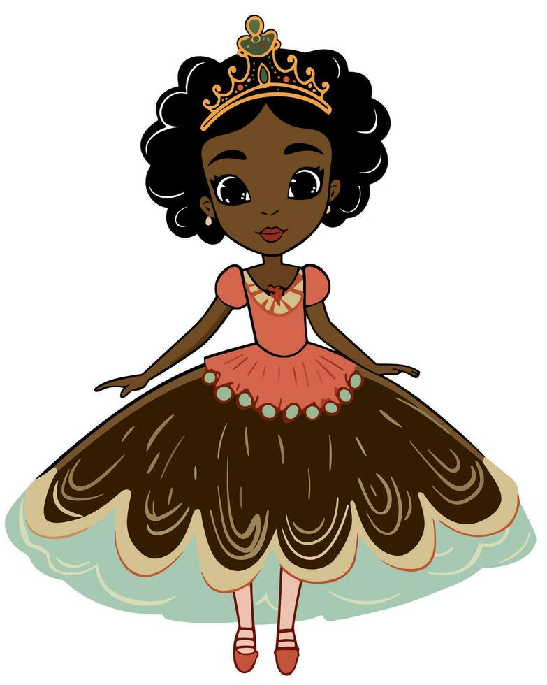 black princess in nice dress vector