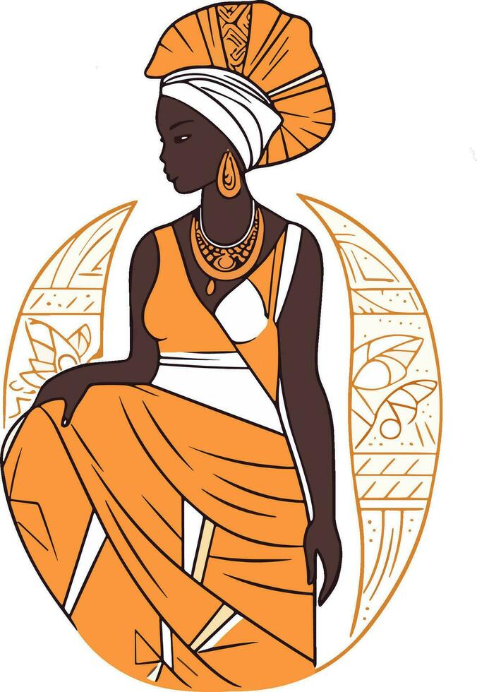 african girl with long dress vector
