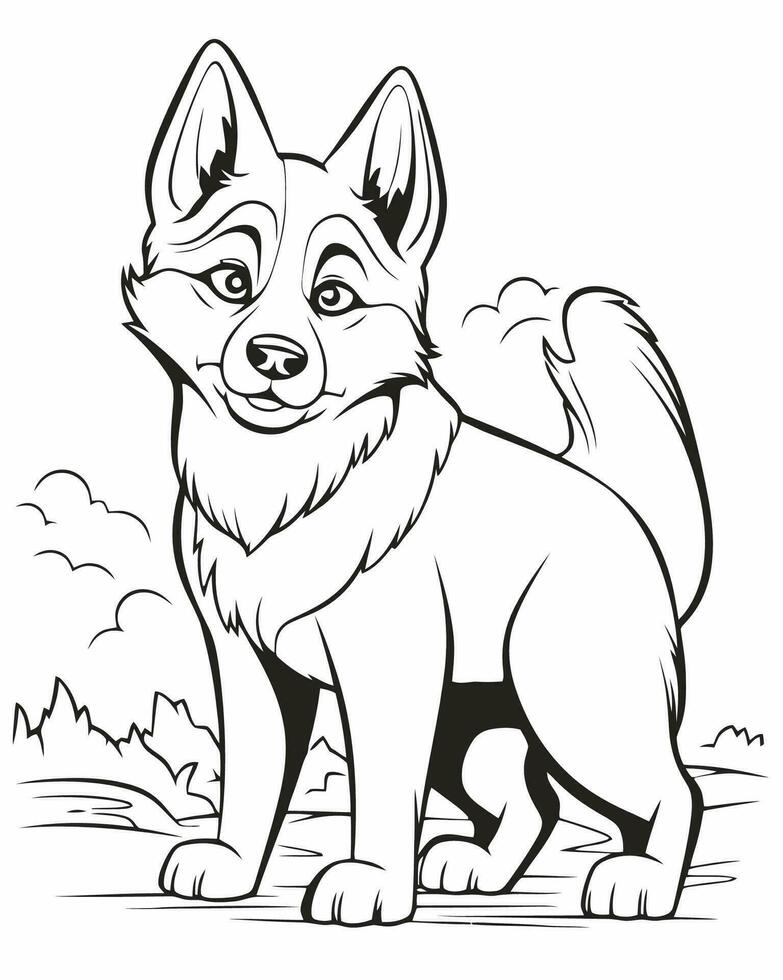 young wolf coloring page vector