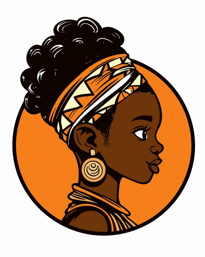 curly haired african girl vector