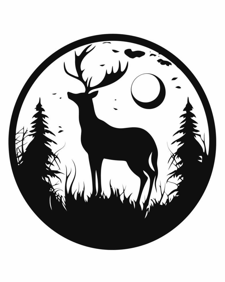 black and deer logo vector