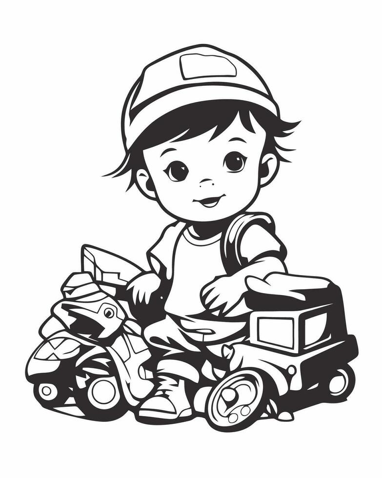 child with toys vector